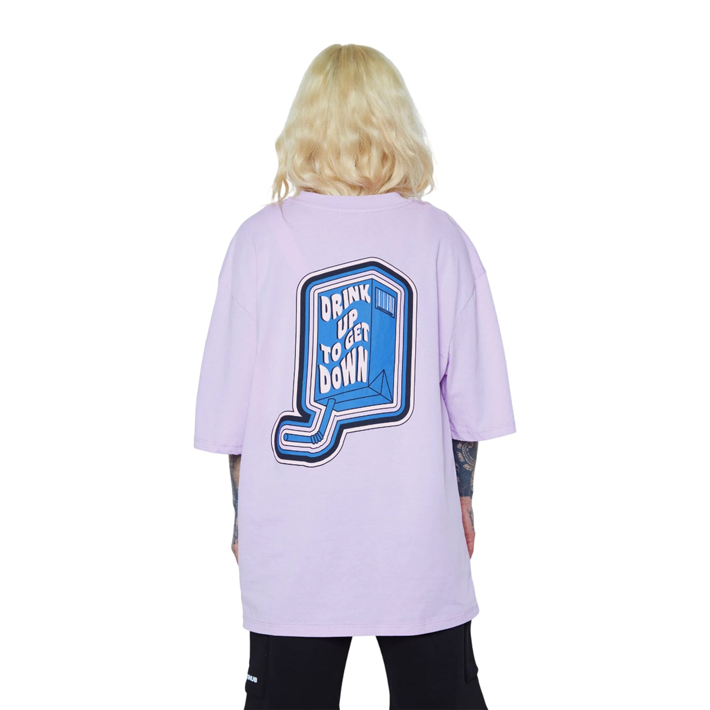 Lilac - Back - Hype Unisex Adult Drink Up To Get Down Continu8 Boxy T-Shirt