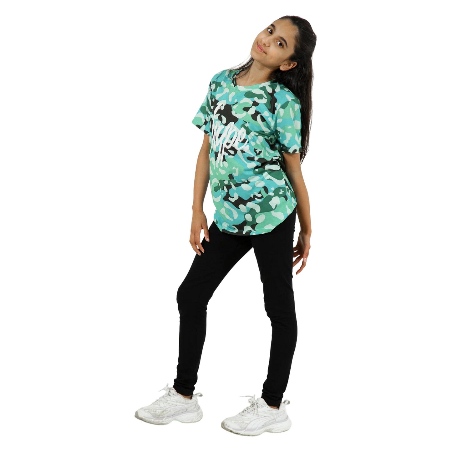 Teal - Side - Hype Girls Leopard T-Shirt