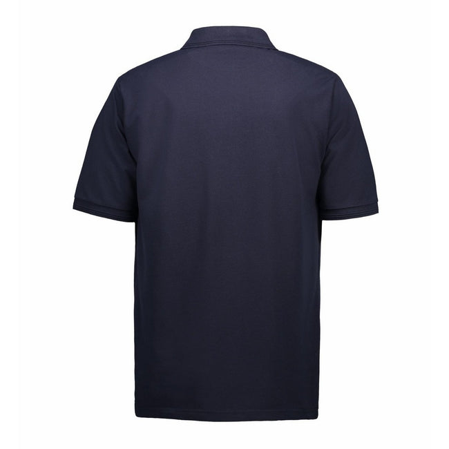 Navy - Side - ID Mens Pro Wear Short Sleeve Regular Fitting Polo Shirt With Pocket