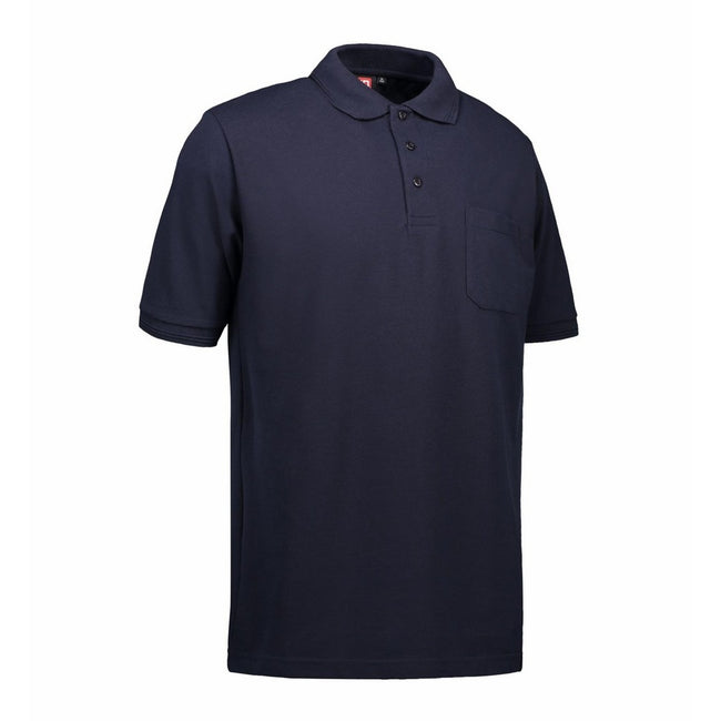 Navy - Lifestyle - ID Mens Pro Wear Short Sleeve Regular Fitting Polo Shirt With Pocket