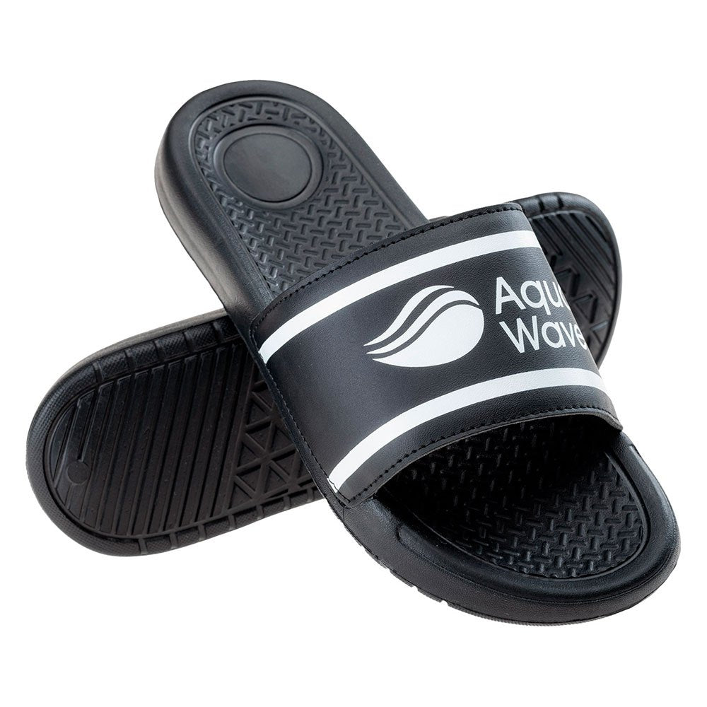 Black-White - Pack Shot - Aquawave Mens Arwedi Sliders