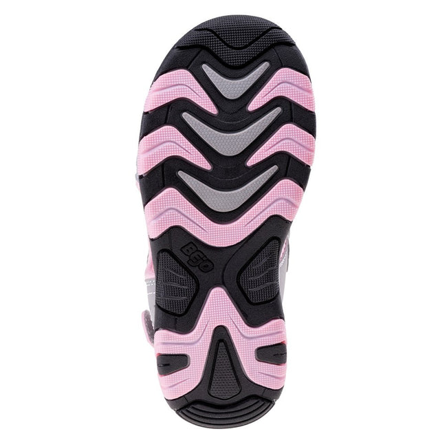 Powder Pink-Light Grey - Pack Shot - Bejo Girls Alisi Leather Sandals