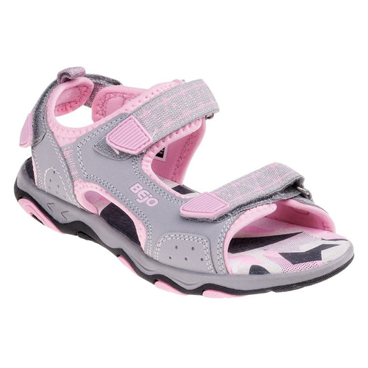 Powder Pink-Light Grey - Front - Bejo Girls Alisi Leather Sandals