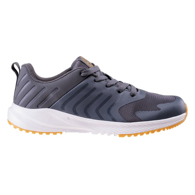 Grey-Honey - Side - Bejo Childrens-Kids Barry Logo Trainers