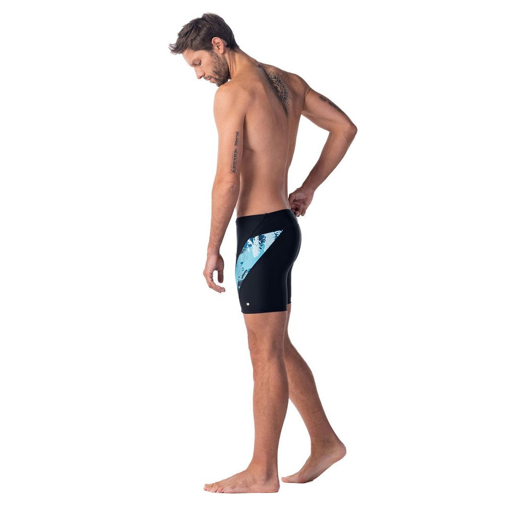 Black - Close up - Aquawave Mens Fiero Sea Print Swim Shorts