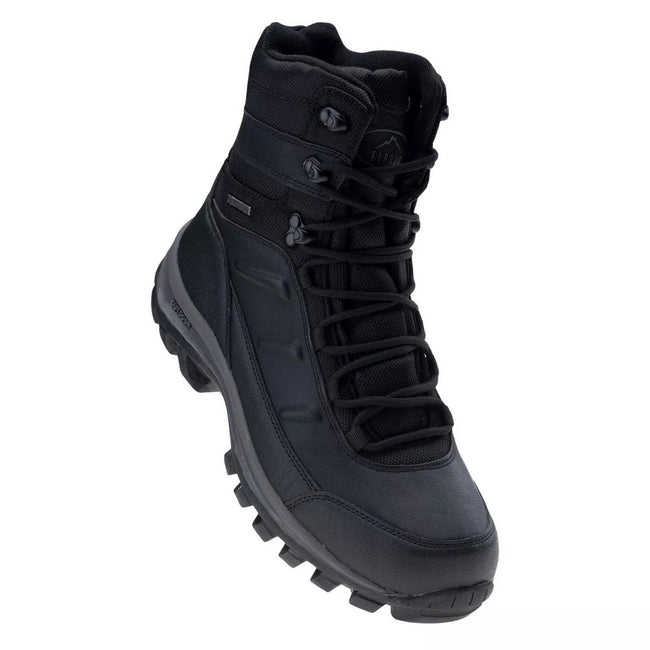 Black-Dark Grey - Close up - Elbrus Mens Spike Waterproof Mid Cut Snow Boots