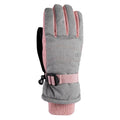 Grey Melange-Silver Pink - Front - Bejo Girls Osian Ski Gloves