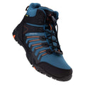 Black-Dark Tile Blue-Orange - Close up - Elbrus Childrens-Kids Erimley Waterproof Mid Cut Walking Boots