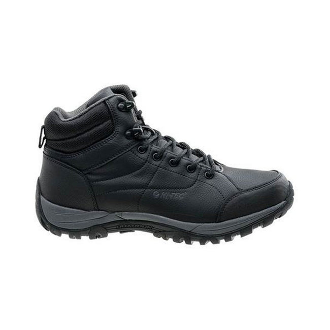 Black-Dark Grey - Back - Hi-Tec Mens Canori Mid Cut Walking Shoes