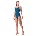 Gibraltar Sea-Peacock Blue - Side - Aquawave Womens-Ladies Seaweed Hexagon One Piece Swimsuit
