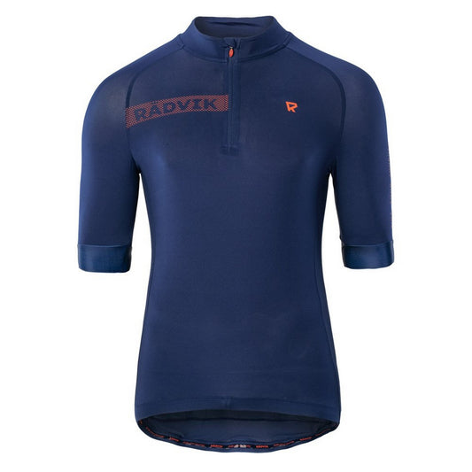 Medieval Blue-Tangerine Tango - Front - Radvik Mens Alpha Gts Cycling Jersey