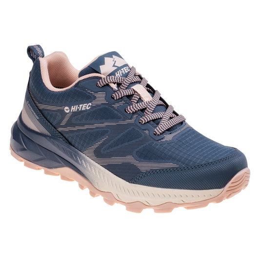 Smokey Blue-Light Pink-Beige - Front - Hi-Tec Womens-Ladies Visati Outdoor Walking Shoes