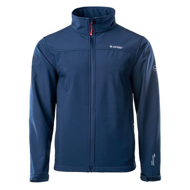 Navy-Orange Red - Front - Hi-Tec Mens Lingen Soft Shell Jacket