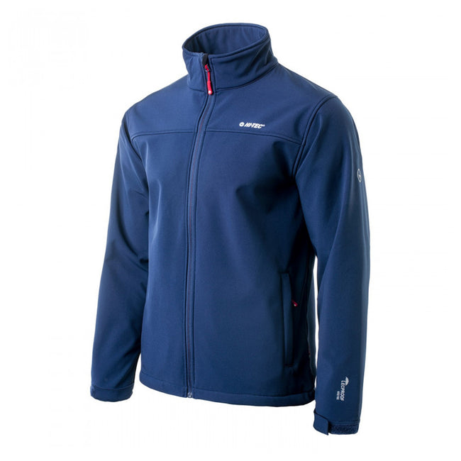 Navy-Orange Red - Side - Hi-Tec Mens Lingen Soft Shell Jacket