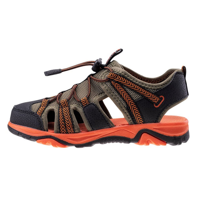 Black-Khaki-Orange - Side - Hi-Tec Childrens-Kids Sanev Sandals