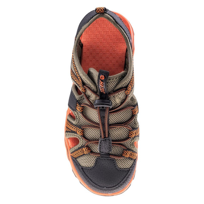 Black-Khaki-Orange - Pack Shot - Hi-Tec Childrens-Kids Sanev Sandals