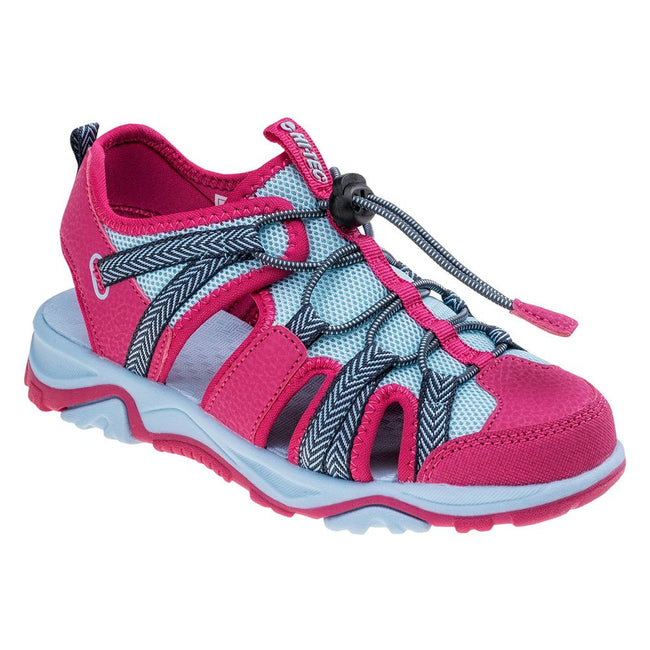 Fuchsia-Light Blue - Front - Hi-Tec Childrens-Kids Sanev Sandals