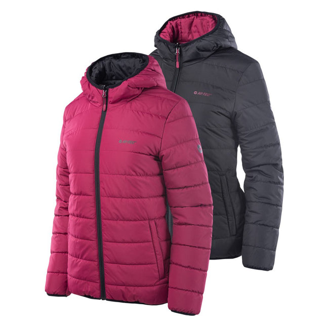 Beet Red-Black - Side - Hi-Tec Womens-Ladies Haimo Padded Jacket