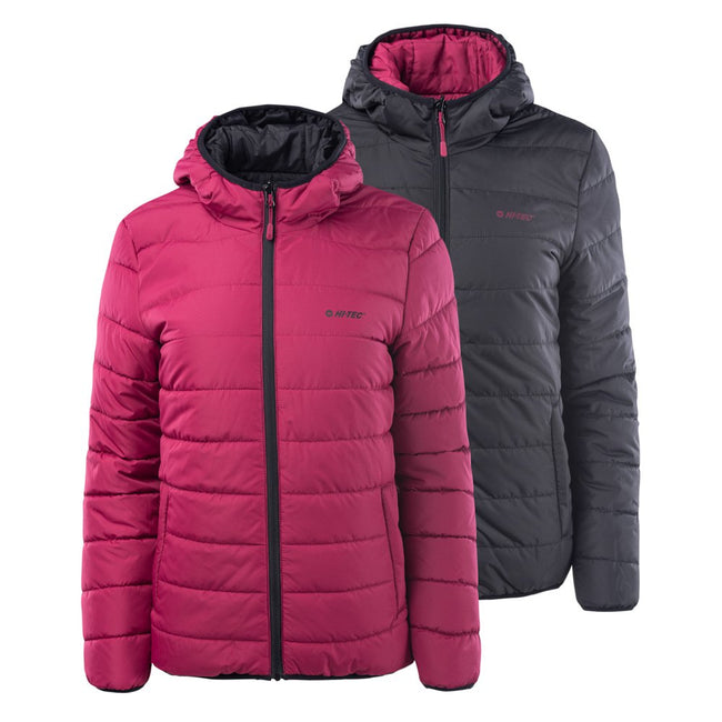Beet Red-Black - Front - Hi-Tec Womens-Ladies Haimo Padded Jacket