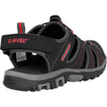 Black-Dark Grey-Red - Back - Hi-Tec Mens Tiore Logo Sandals