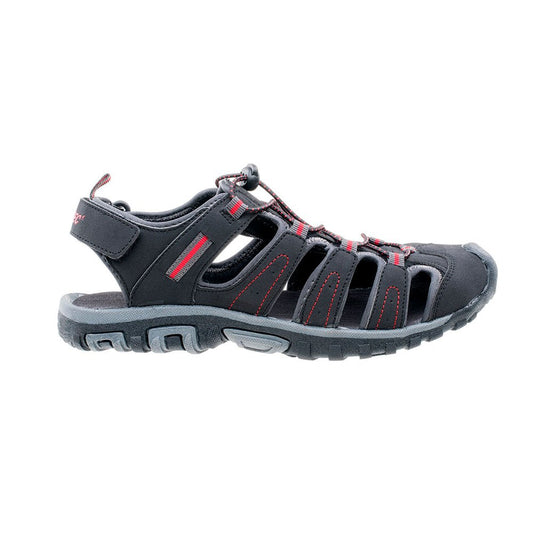 Black-Dark Grey-Red - Front - Hi-Tec Mens Tiore Logo Sandals
