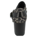 Grey Leopard Print - Back - Spot On Womens-Ladies Heel Fringed Ankle Boots