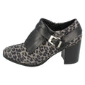 Grey Leopard Print - Lifestyle - Spot On Womens-Ladies Heel Fringed Ankle Boots