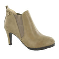 Taupe - Lifestyle - Spot On Womens-Ladies Elasticated Heeled Chelsea Boots