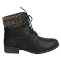 Black - Back - Spot On Womens-Ladies Mid Heel Lace Up Ankle Boots
