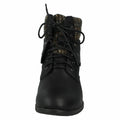 Black - Front - Spot On Womens-Ladies Mid Heel Lace Up Ankle Boots