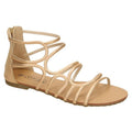Gold Synthetic - Side - Spot On Womens-Ladies Leather Strappy Sandal