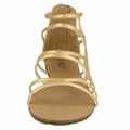 Gold Synthetic - Front - Spot On Womens-Ladies Leather Strappy Sandal