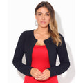 Navy - Back - Krisp Ladies-Womens Bubble Knit Cropped Jacket