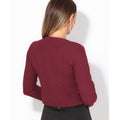 Wine - Side - Krisp Ladies-Womens Bubble Knit Cropped Jacket