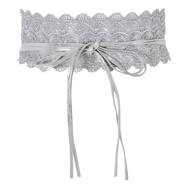Silver - Front - Krisp Womens-Ladies Lace Cinch Belt