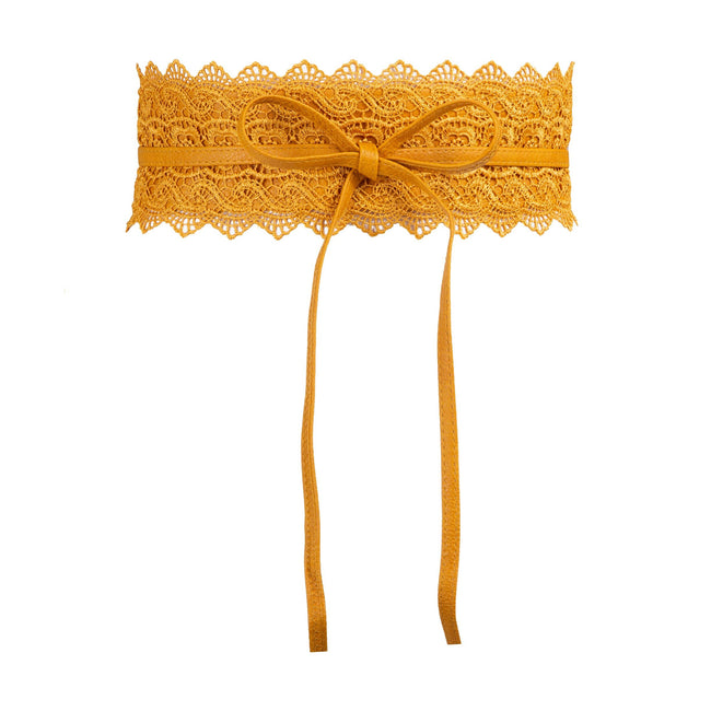 Mustard - Front - Krisp Womens-Ladies Lace Cinch Belt