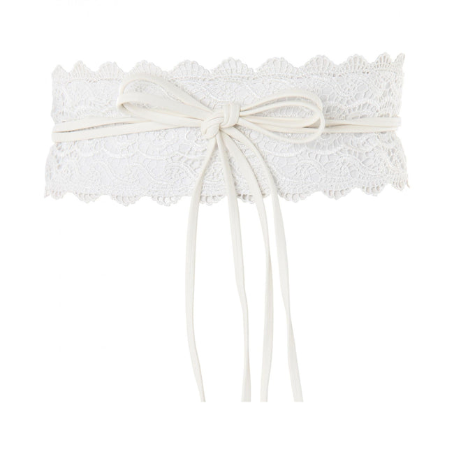 Cream - Front - Krisp Womens-Ladies Lace Cinch Belt