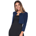 Navy - Front - Krisp Womens-Ladies Bow Cropped Evening Shrug