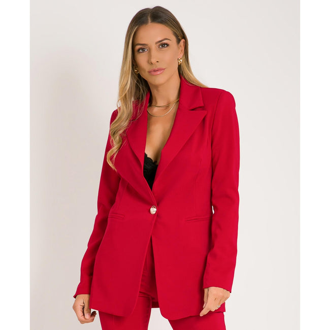 Wine - Front - Krisp Womens-Ladies Mix and Match Longline Blazer