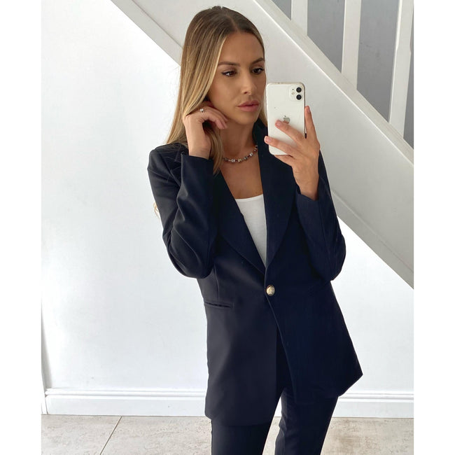 Black - Front - Krisp Womens-Ladies Mix and Match Longline Blazer