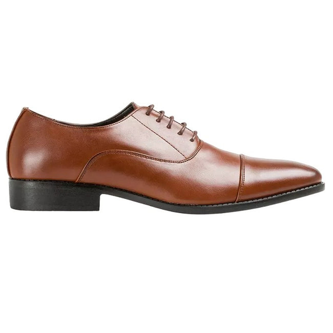 Brown - Back - Krisp Mens Leather Oxford Shoes