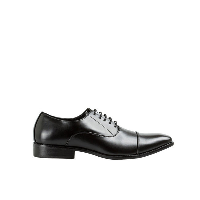 Black - Front - Krisp Mens Leather Oxford Shoes