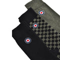 Khaki-Black - Side - Lambretta Mens Checkered Socks (Pack of 3)