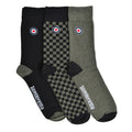 Khaki-Black - Front - Lambretta Mens Checkered Socks (Pack of 3)