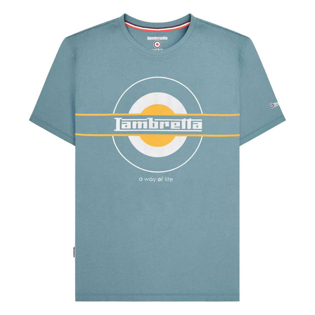 Smoke Blue - Front - Lambretta Mens Neo SS25 Target T-Shirt