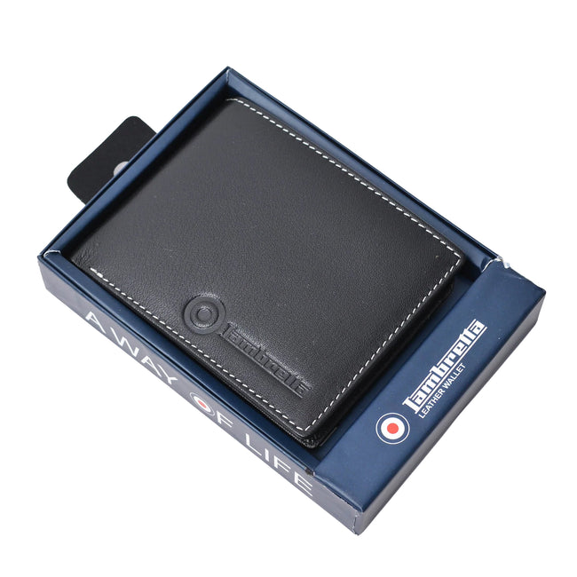 Black - Front - Lambretta Logo Leather Wallet
