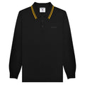 Black-Gold - Front - Lambretta Mens Knitted Tipped Long-Sleeved Polo Shirt