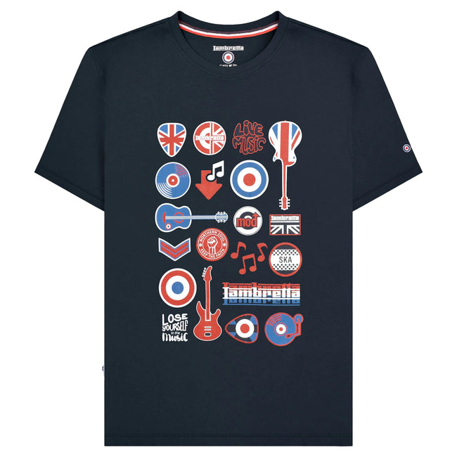 Navy - Front - Lambretta Mens Music Icons T-Shirt