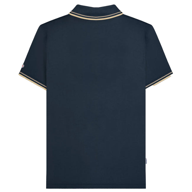 Navy-Cinder-Cream - Back - Lambretta Mens Twin Tip Big & Tall Polo Shirt