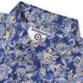 Navy-White - Side - Lambretta Mens Paisley Short-Sleeved Shirt
